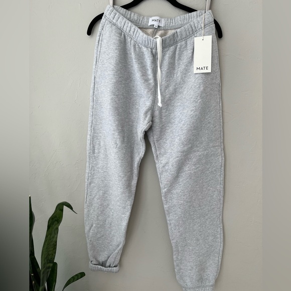 🩶MATE THE LABEL ORGANIC FLEECE RELAXED POCKET SWEATPANTS HEATHER GREY XS - Picture 5 of 6
